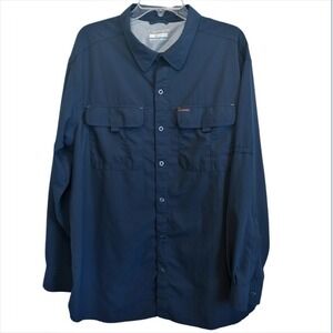 Columbia Silver Ridge Fishing Shirt Mens XXL Blue Omni-Shade UPF Vented Outdoor
